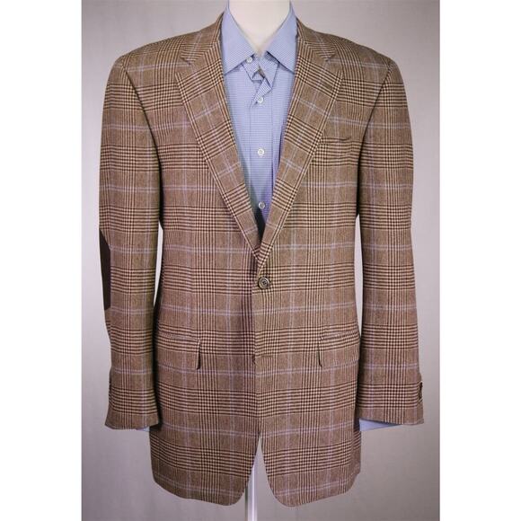 Samuelsohn Brown Plaid Cashmere-Qiviuk by Colombo 2-Btn Sportcoat Blazer 42L - Picture 2 of 13